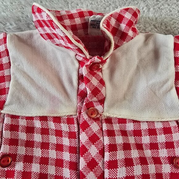 Baby Bliss Romper Size Medium Red Gingham Check Vintage Retro Summer 60s Unisex - Picture 6 of 14